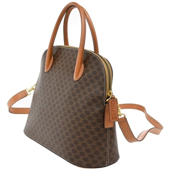 CELINE Macadam Pattern 2Way Shoulder Bag PVC Leather Brown Italy GHW 31TA030 - Picture 4 of 16